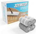 JOYMOOP Flat Mop Pads, Microfiber Mop Cleaning Pads, Washable Pads, Pads Replacement Flat Mop or Mop Bucket Set, Pack of 4 Refills 15inch - Grey and Stripe