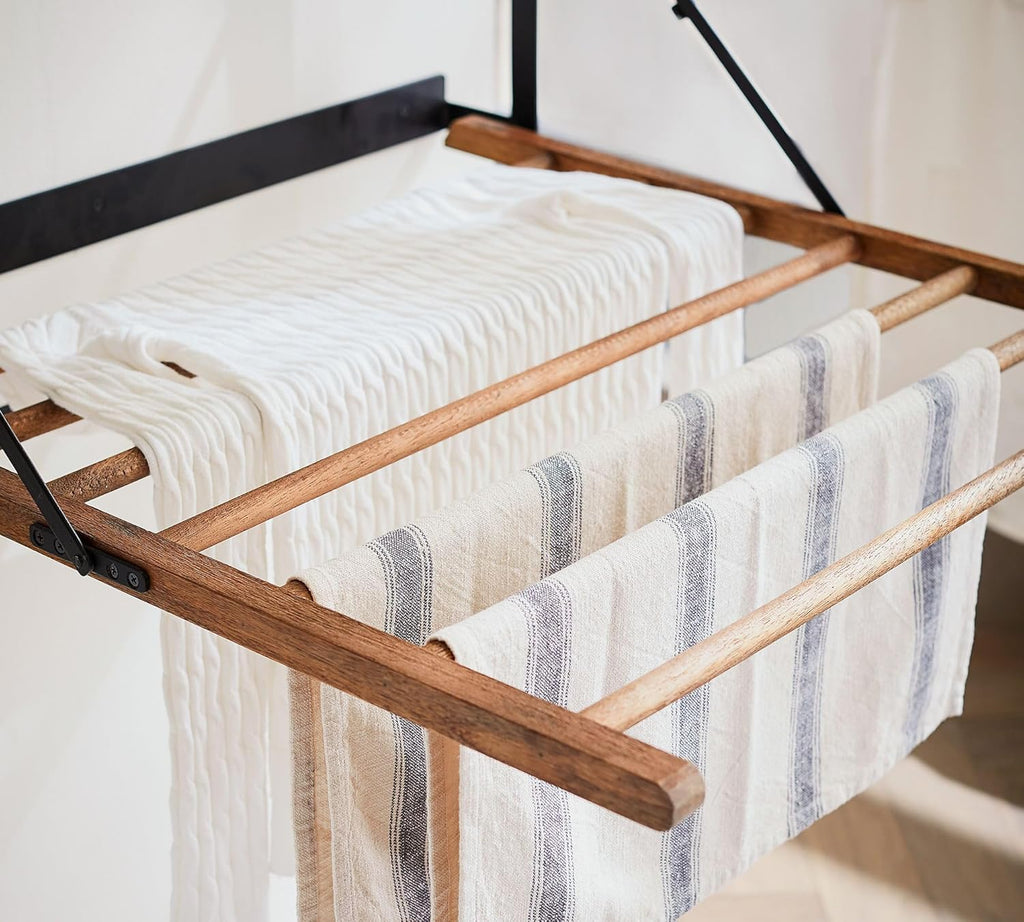 TOMACE Wall Mounted Clothes Drying Rack Laundry Drying Rack Collapsible
