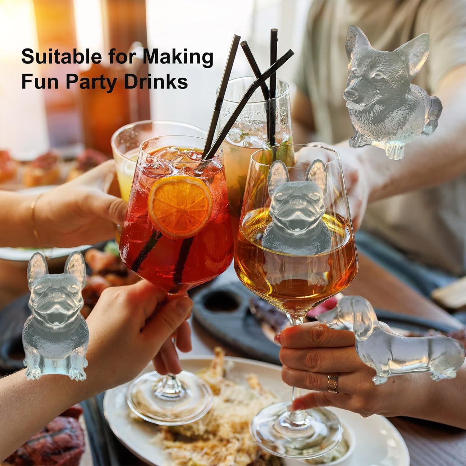 3D French Bulldog Ice Cube Molds Tray Silicone for Whiskey, Cocktail, Coffee Juice Drink; Fun Animal Shape, Christmas Gifts for Bulldog Lovers, Women, Kids; Chocolate Epoxy Resin Molds 2 Pack