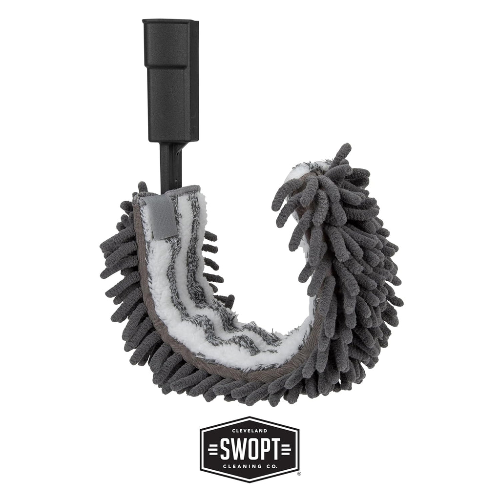 SWOPT 18” Microfiber Dust Mop, Microfiber Flexible Duster, Cotton Mop + 60" Steel Handle, Combo — Cleaning Heads With Long Handle Interchangeable With All SWOPT Cleaning Products — Machine Washable