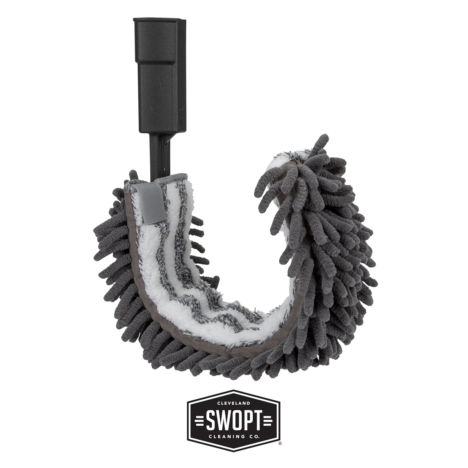 SWOPT 18” Microfiber Dust Mop, Microfiber Flexible Duster, Cotton Mop + 60" Steel Handle, Combo — Cleaning Heads With Long Handle Interchangeable With All SWOPT Cleaning Products — Machine Washable