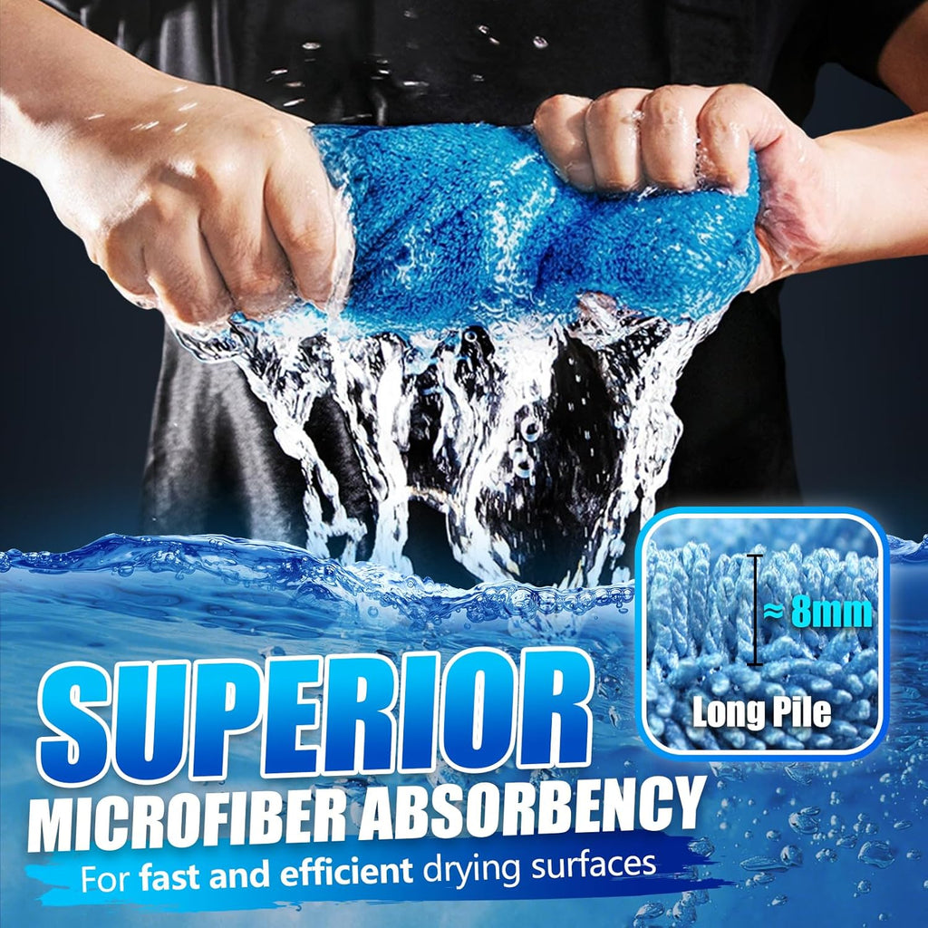 Airlab Car Drying Towel Microfiber Towels for Cars 1200 GSM Wash Auto Detailing Supplies Twist Pile Cleaning Cloth Absorbent Quick Dry Soft Loop Dry Flash Towel, 24 x 16 Inch,Pack of 1, Blue