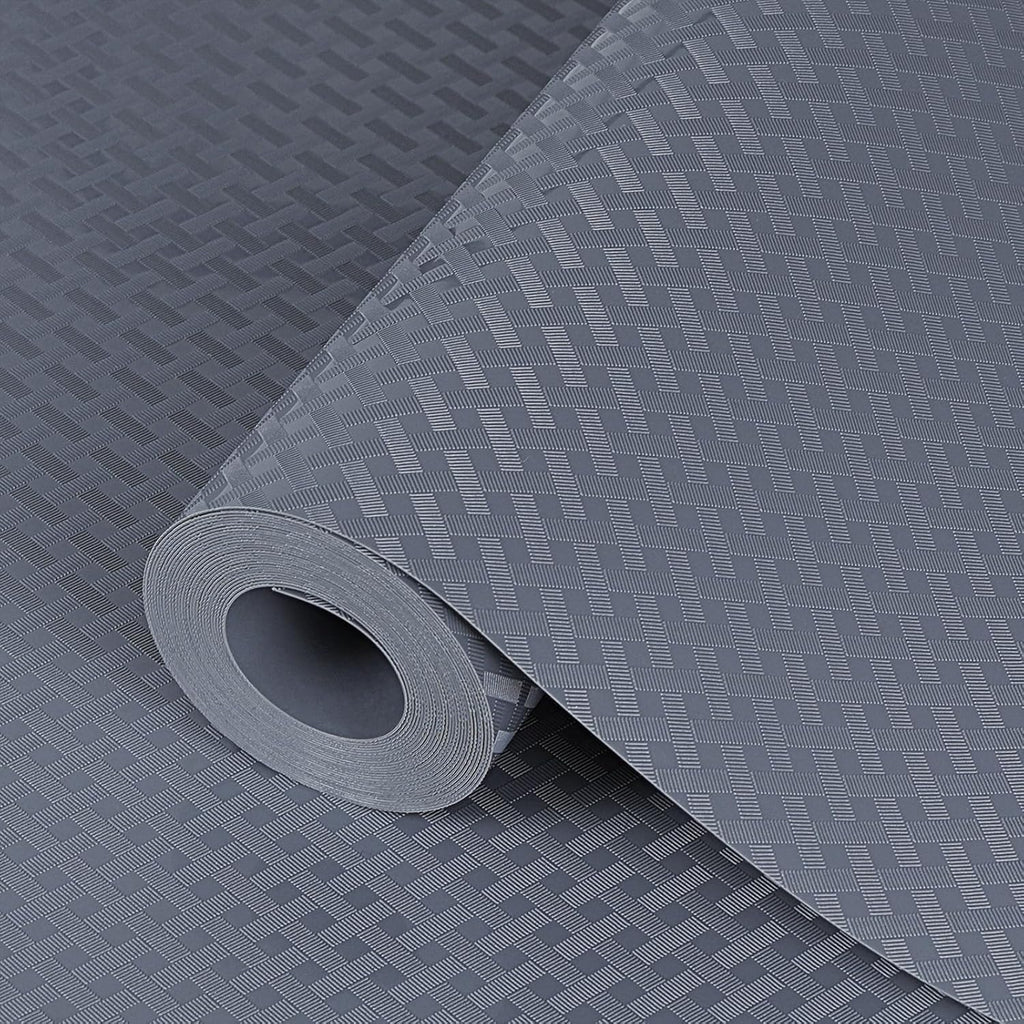 Shelf Liners 20 in x 20 ft EVA Drawer Mats, Non-Adhesive Cupboard Pad, Kitchen Cabinet Lining Fridge Cushion (Gray Crossed Stripe, 50.8x610cm)