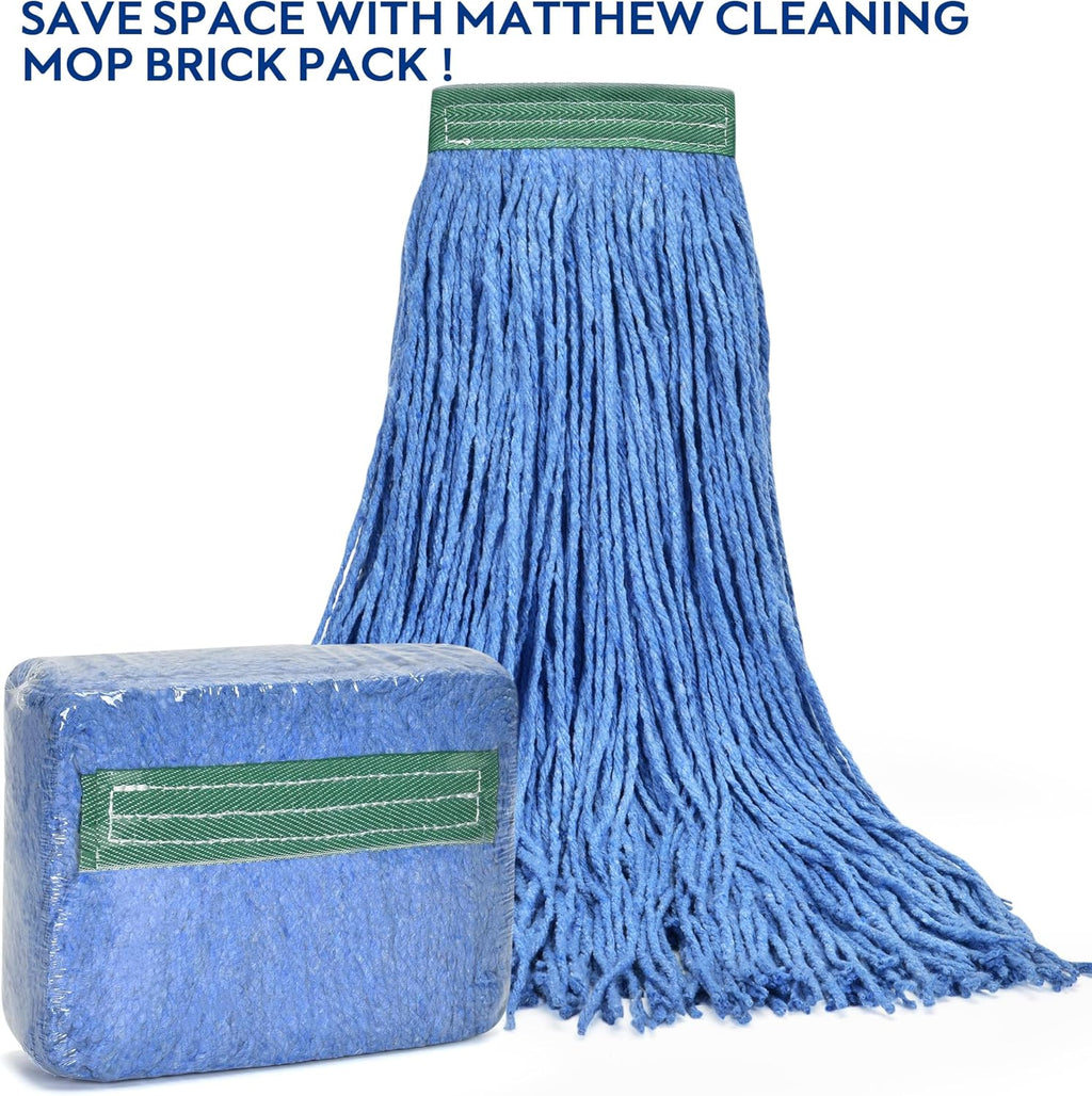 Matthew Cleaning 20oz 3Pack Cotton Floor Mop,Cotton Looped-Open String Heavy Duty String Refills, Universal Headband Blend Material,Mop Head Replacement for Home, Industrial and Commercial Use(Blue)