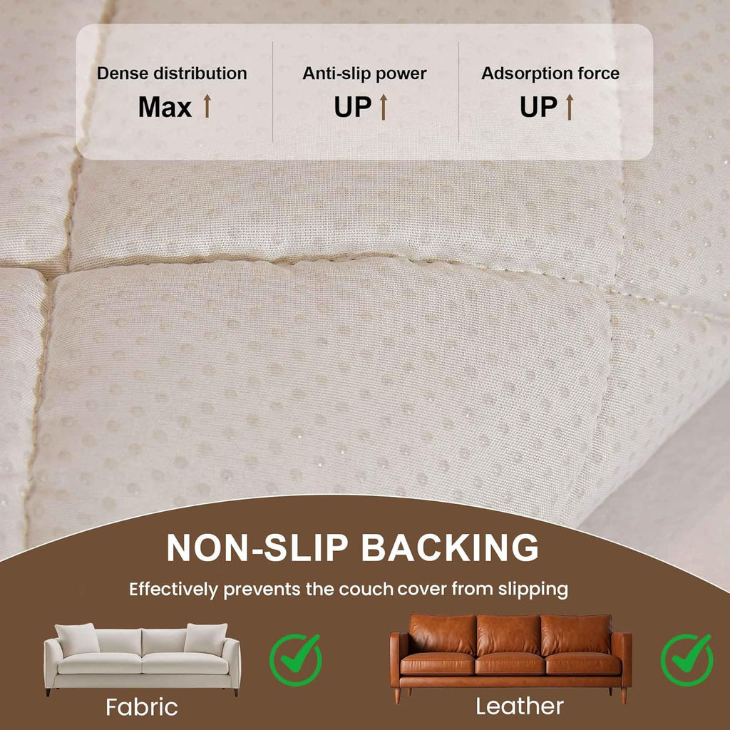 OTOB Couch Covers for 3 Cushion Sofa Pet Friendly, All Seasons Non Slip Plush Fuzzy Sofa Covers Washable, Soft Cozy Dog Bed Mat Sofa Slipcovers Furniture Protector (Cream, 27.6" x 82.7")