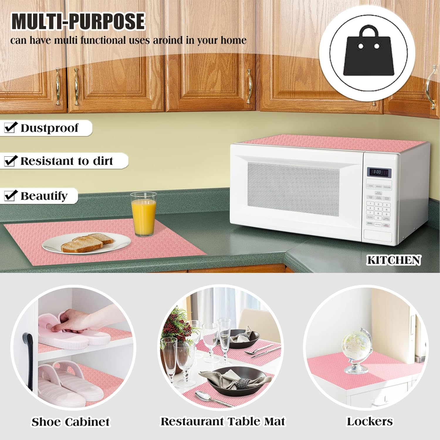 20Pcs Refrigerator Liners, Washable Fridge Liner Shelf Mats Refrigerator Pads for Cupboard Cabinet Drawer Home Kitchen Accessories Organization (Pink)