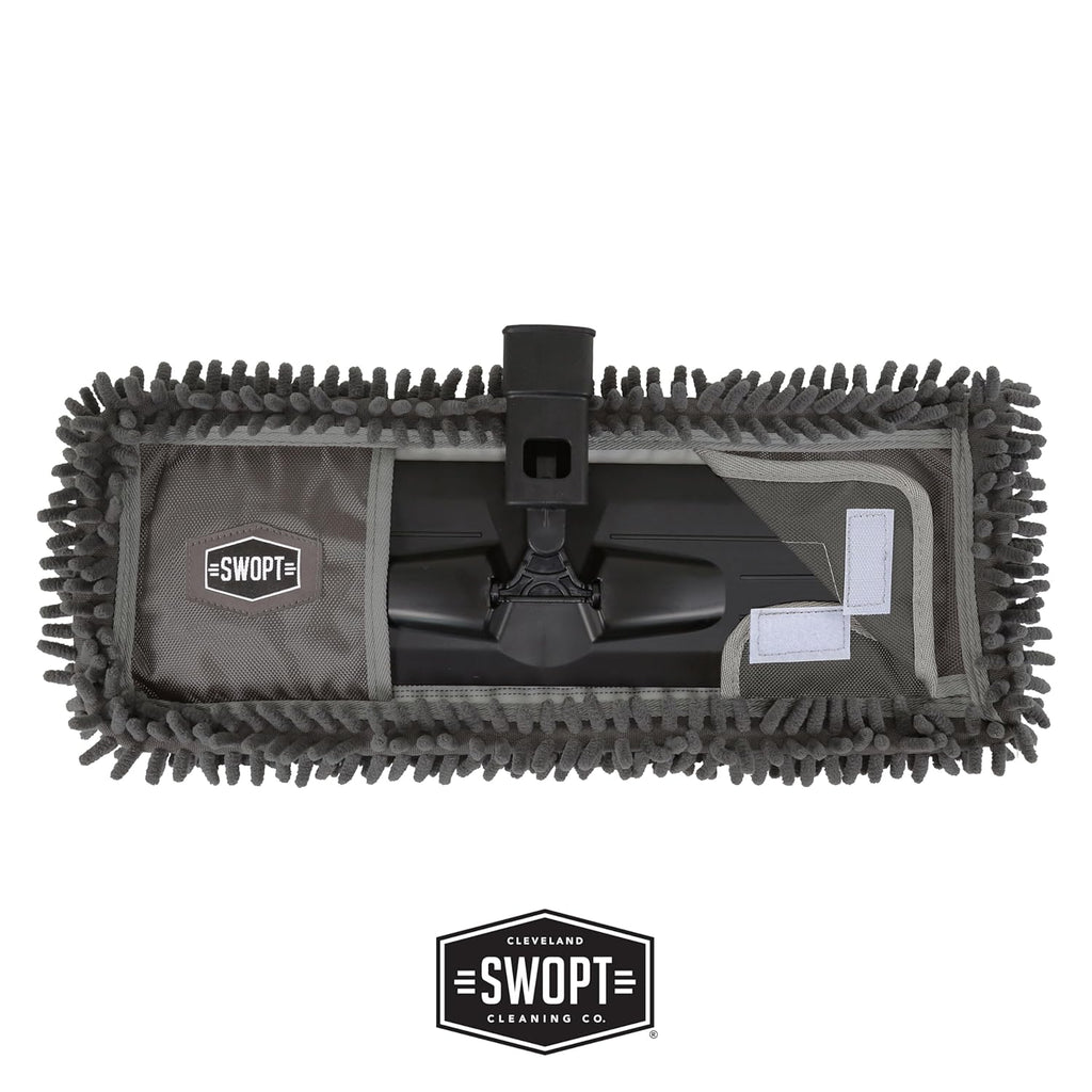 SWOPT 18” Microfiber Dust Mop Head with Refill – Microfiber Mop Head for Use on Wood, Laminate and Tile Floors, Lint Free Cleaning – 5102C6