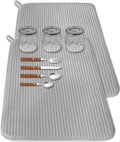 2 Pack Large Dish Drying Mat for Kitchen Counter,24*17 inch Microfiber Absorbent Dish Drainer,Large Size Dish Drying Pad for Countertops,Draining Racks,Sinks(Gray)