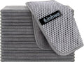 KinHwa Kitchen Washcloths for Dishes Absorbent Microfiber Dish Cloths Quick Dry Dish Rags with Poly Scour Scrub Side Ideal for Kitchen Cleaning (Gray, 7inchx7inch 18 Pack)