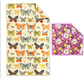 Microfiber Hand Towel & Washcloth Set of 2 - Double-Sided, Waffle Weave, Super Absorbent, Lint-Free, Fast Drying - Wings & Flower Farm Pattern for Bathroom, Kitchen, Car, and Window Cleaning