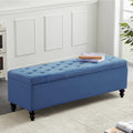 Storage Ottoman 50.2 Inches Upholstered Fabric Storage Ottoman Bench，Button Tufted Ottoman with Storage for Living Room，Bedroom End of Bed Bench Withstands 302lbs (Blue)