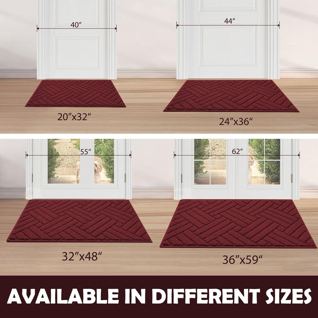 Door Mat Indoor Doormat, Entryway Rug Door Mats Non-Slip Rubber Backing, Low-Profile Entrance Rugs, Absorbent Resist Dirt Doormats Inside Floor Door mat for Entryway Red 24"x36"