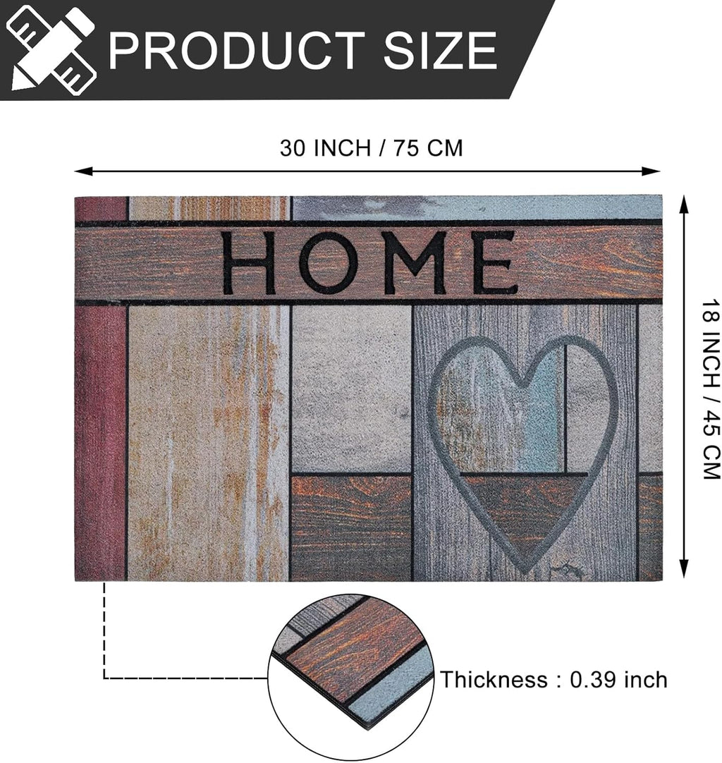 CHICHIC Welcome Door Mat 18x 30 Inch Front Doormat Outdoors for Home Entrance Outdoors Mat for Outside Entry Way Doormat Entry Rugs, Heavy Duty Non Slip Rubber Back Low Profile, Heart