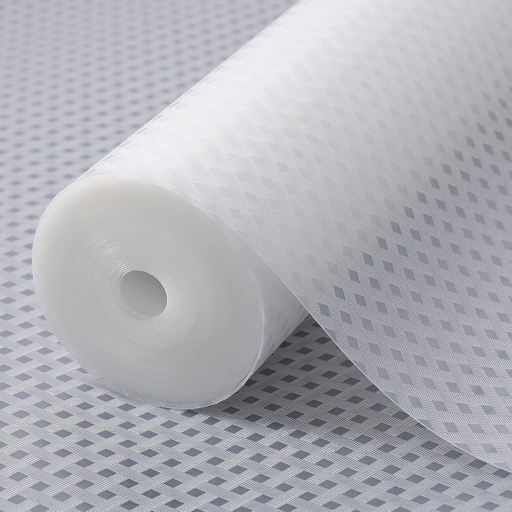Shelf Liners for Kitchen Cabinets, Waterproof Kitchen Cupboard Liner, Refrigerator Liners and Durable Plastic Drawer Mats EVA Non Adhesive Shelves, Fridge - Clear 11.8 x 118 Inches
