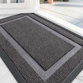 OLANLY Front Door Mat Indoor Outdoor Entrance, Waterproof All-Season, All-Weather Doormat, Sturdy Natural Rubber, Fade Resistant, Low Profile, Easy Clean Patio Porch Entryway Mat, 59x23, Dark Grey