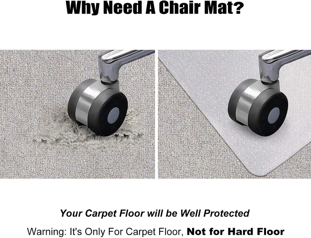 Kuyal Desk Chair Mat for Carpet, 46'' x 72'' Rectangle Transparent Mats for Chairs Good for Desks, Office and Home, Easy Glide, Protects Floors for Low and No Pile Carpeted Floors