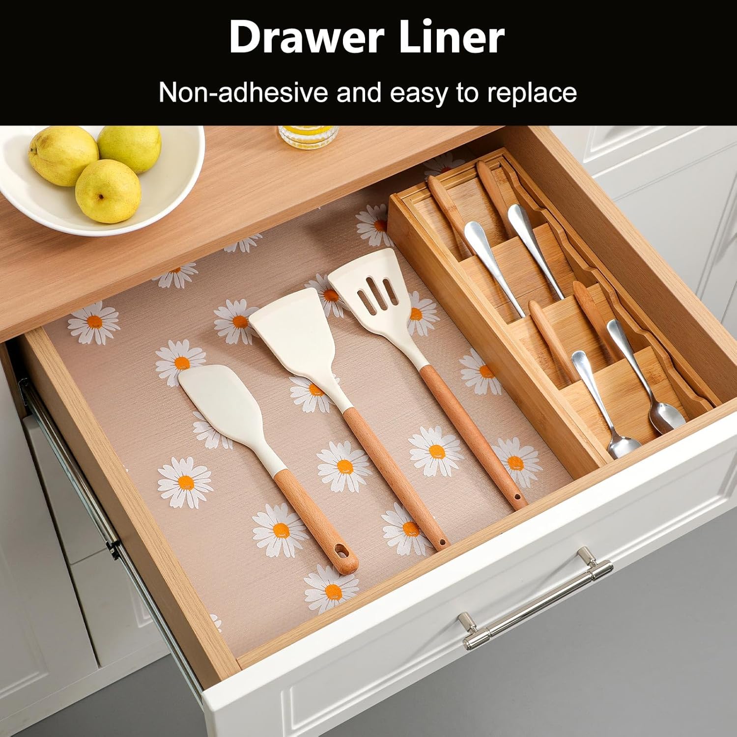 INNOLITES Shelf Liners for Kitchen Cabinets, Non Adhesive Drawer Cabinet Liner, Waterproof Oil-Proof Non-Slip Shelf Liner for Kitchen Pantry Refrigerator 11.8" x 118"