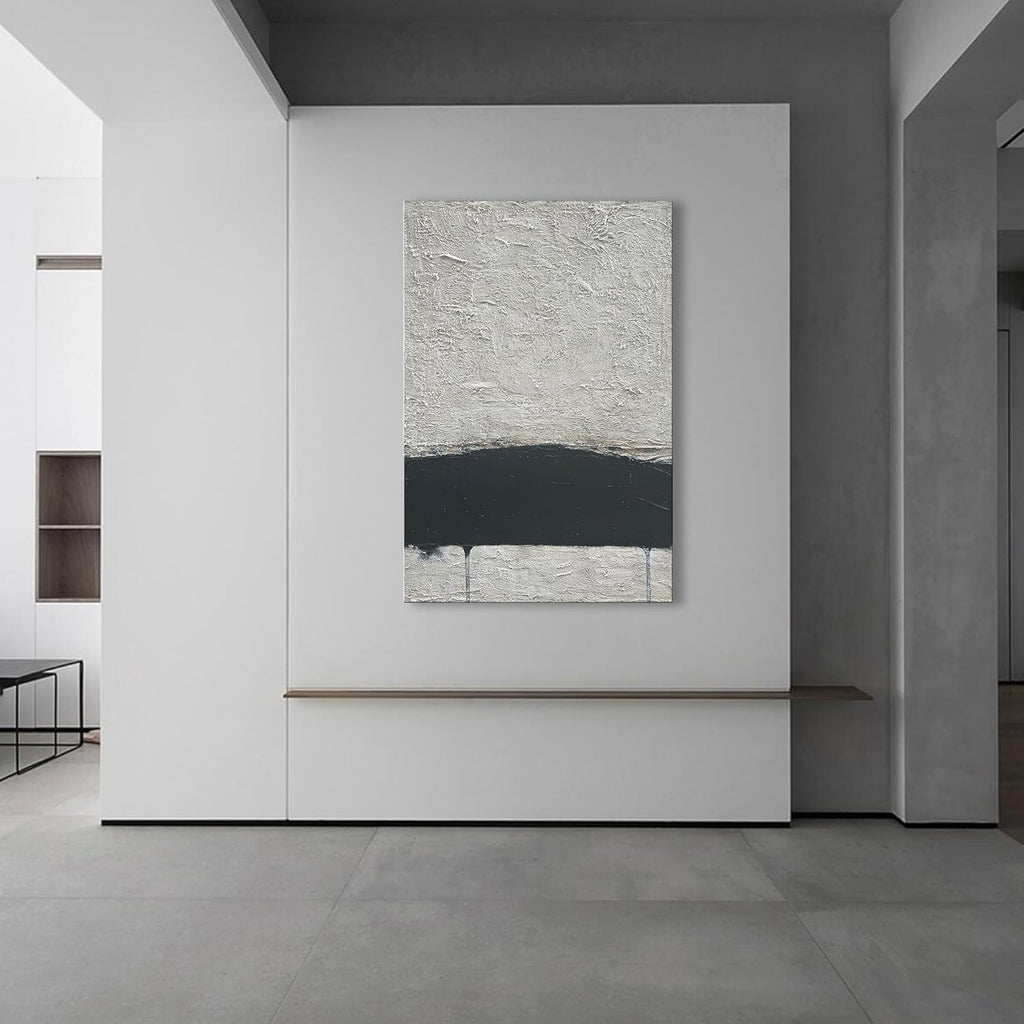NANKAI Hand-painted Minimalism Black and Gray Art Oil painting Canvas Abstract Oil Painting Wall Art 36x24 Inch Home Wall Decoration