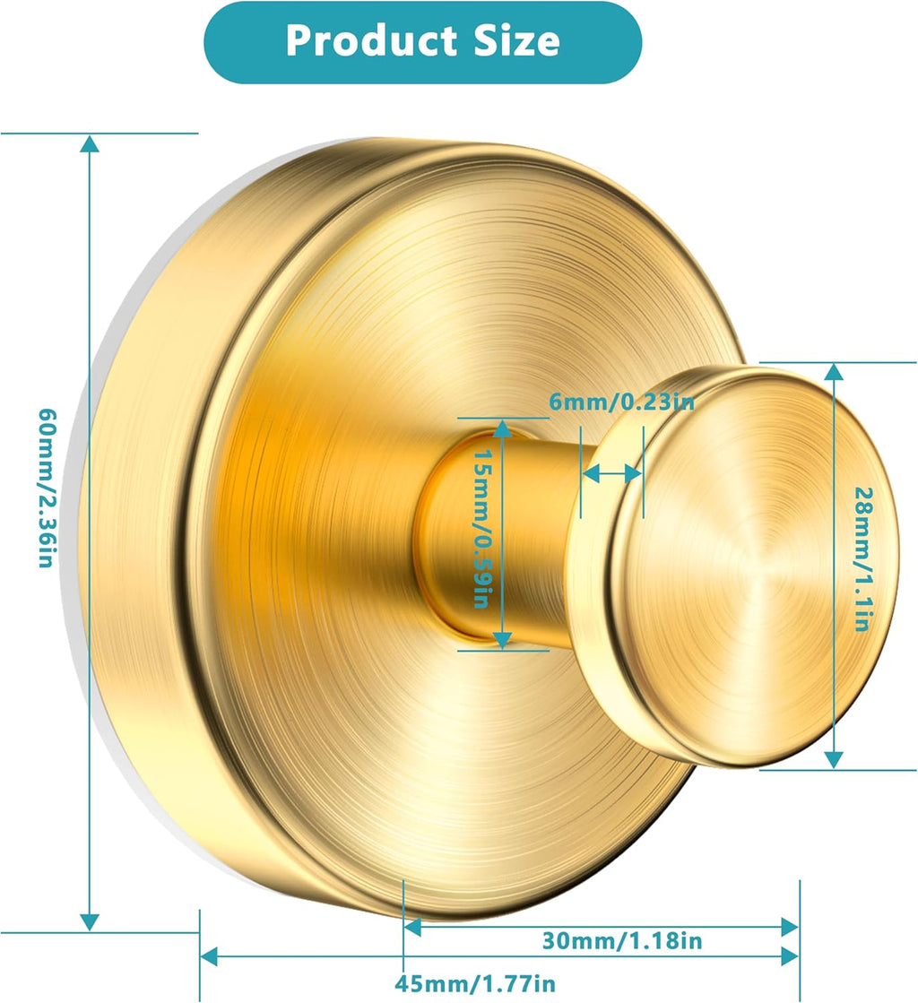 Suction Cup Hooks for Shower,Wreath Hanger for Front Door,Removable No Drill Waterproof Towel Loofah Hook,Upgraded 15 lbs Strong Suction Metal Hooks for Bathroom,Wall,Garland Glass Door-Gold 2 Pcs