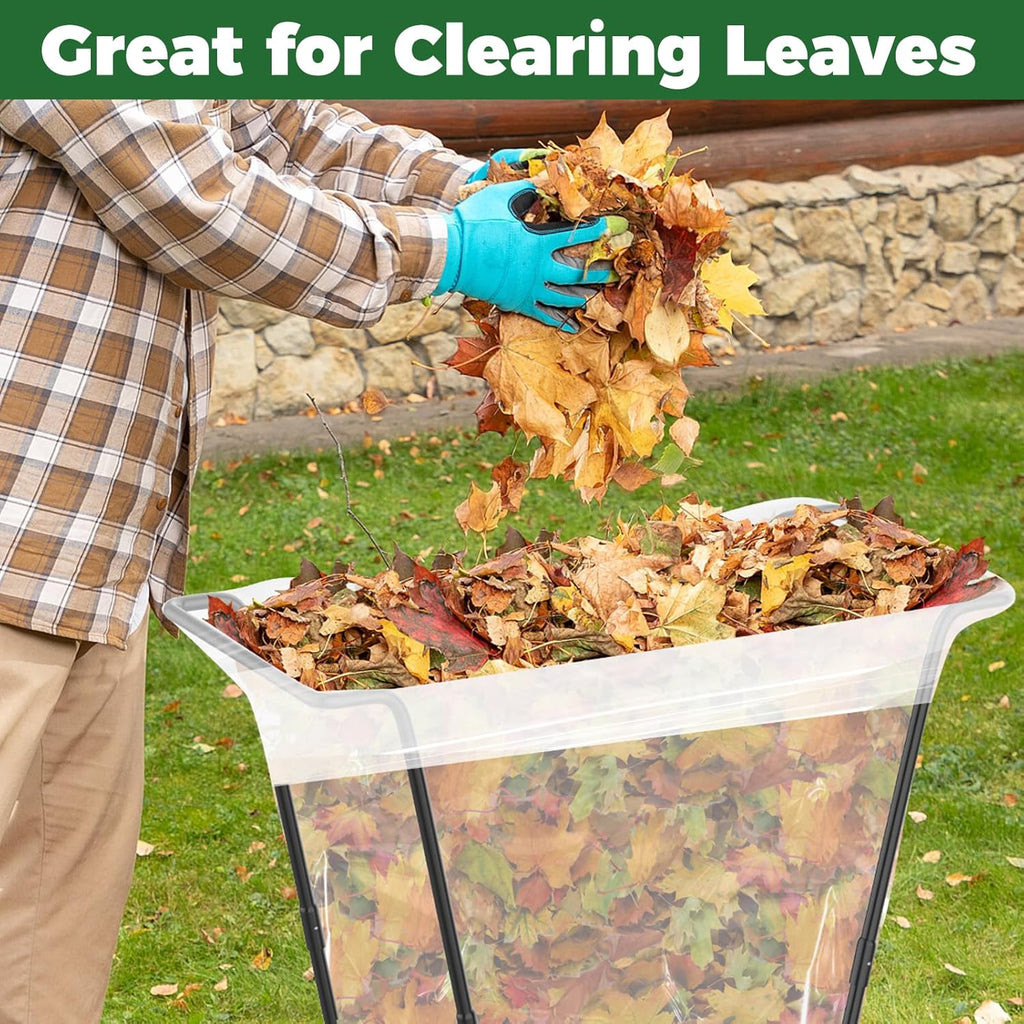 2PCS Outdoor Trash Bag Holder Metal Garden Trash Bag Holder for Yard Waste Stand Holds 30-45 Gallons Leaf Bag Holder with 4 Clips for Leaves Camping Lawn Party Weeding Yard Gardening（2pcs+8clips）