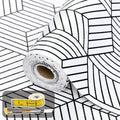 Shelf Liners for Kitchen Cabinets Non Adhesive Shelf Liner Paper Non-Slip Thickened Drawer Liner Easy to Clean for Tool Box Refrigerator with Knife and Tape Measure, Black Geometric, 11.8 x 118 in