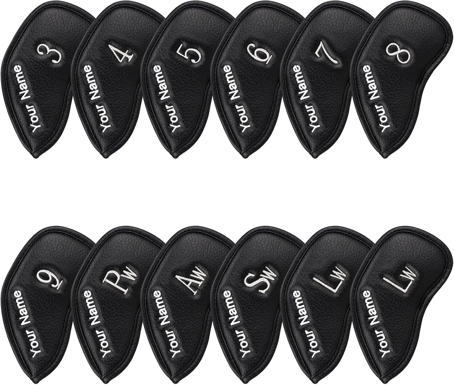 CRAFTSMAN GOLF 12pcs or 1pc Thick Synthetic Leather Golf Iron Head Covers Set Headcover Fit All Brands Callaway Ping Taylormade Cobra Etc. Also Custom Name