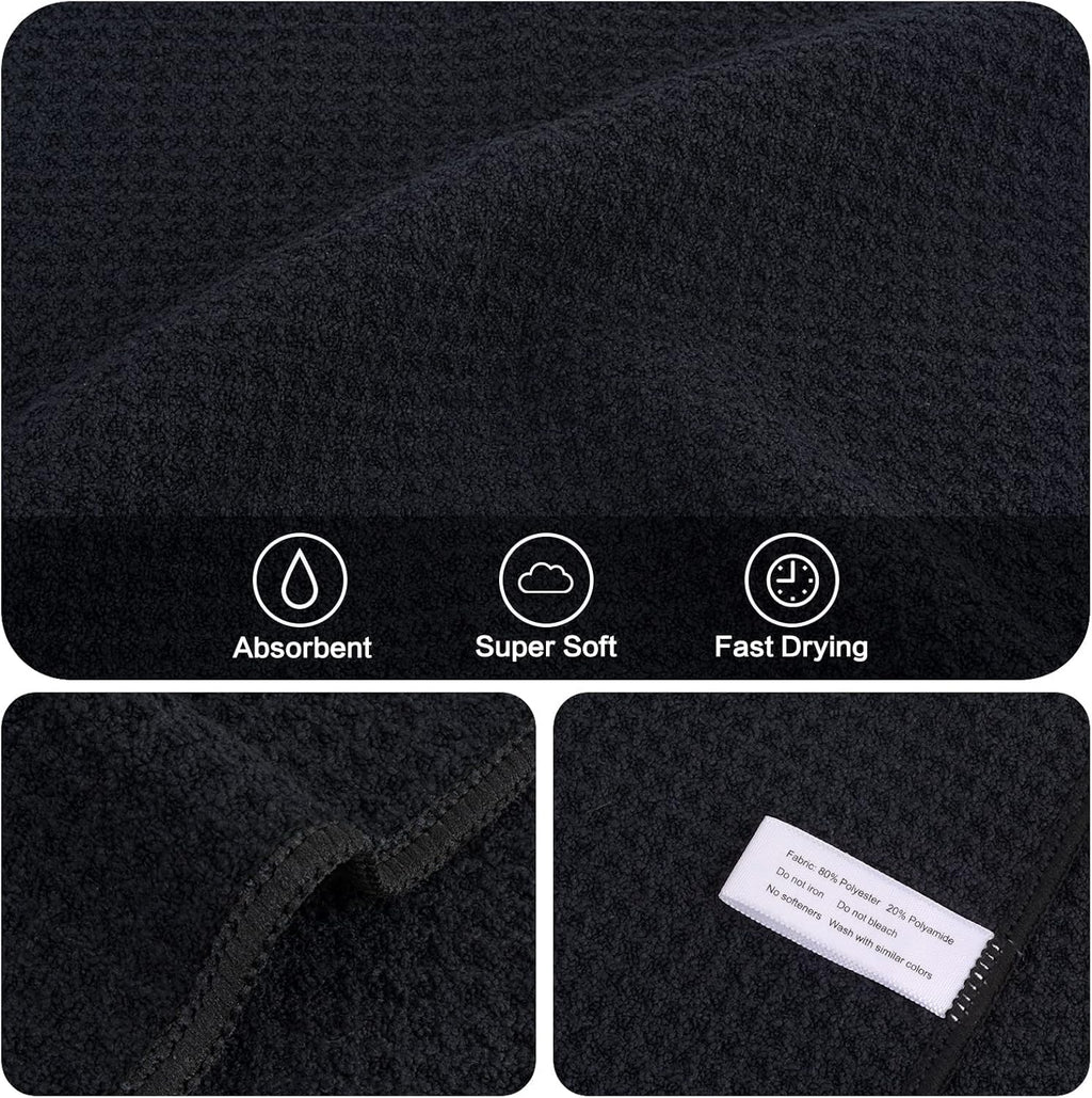 KinHwa Microfiber 6 Pack Dish Cloths Thick Waffle Weave Kitchen Dish Drying Towel Rags Super Absorbent Kitchen Tea Towels Sets 12inch x 12inch Black