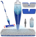 Papclean Spray Mops for Floor Cleaning: Double Sided Dust Mop for Hardwood Wood Tile Floor with Reusable Microfiber Pads - Wet Dry Kitchen Bathroom Cleaning