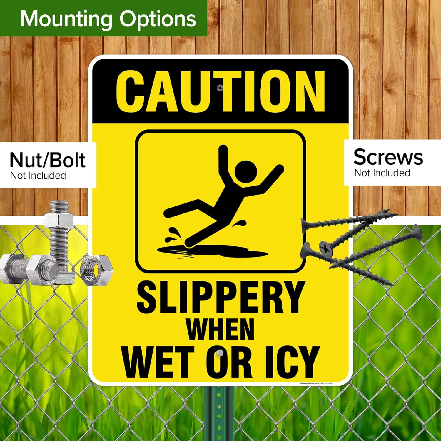 Caution Slippery When Wet Sign or ICY Sign, 24"x30" .063 Aluminum, Indoor/Outdoor Use, USA MADE By My Sign Center