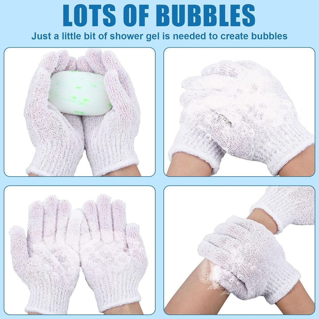 60Pcs Exfoliating Gloves Bulk, Scrub Gloves Exfoliating Body Scrubber Glove Exfoliator for Body Scrub Mitt, Bath Gloves for Shower Exfoliating Shower Glove for Women Bathing Accessories(White)