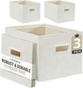 DECOMOMO Storage Bins for Shelves Robust Fabric Closet Bins for Shelves Toy Storage Clothes Books (Pack of 3 – Beige)