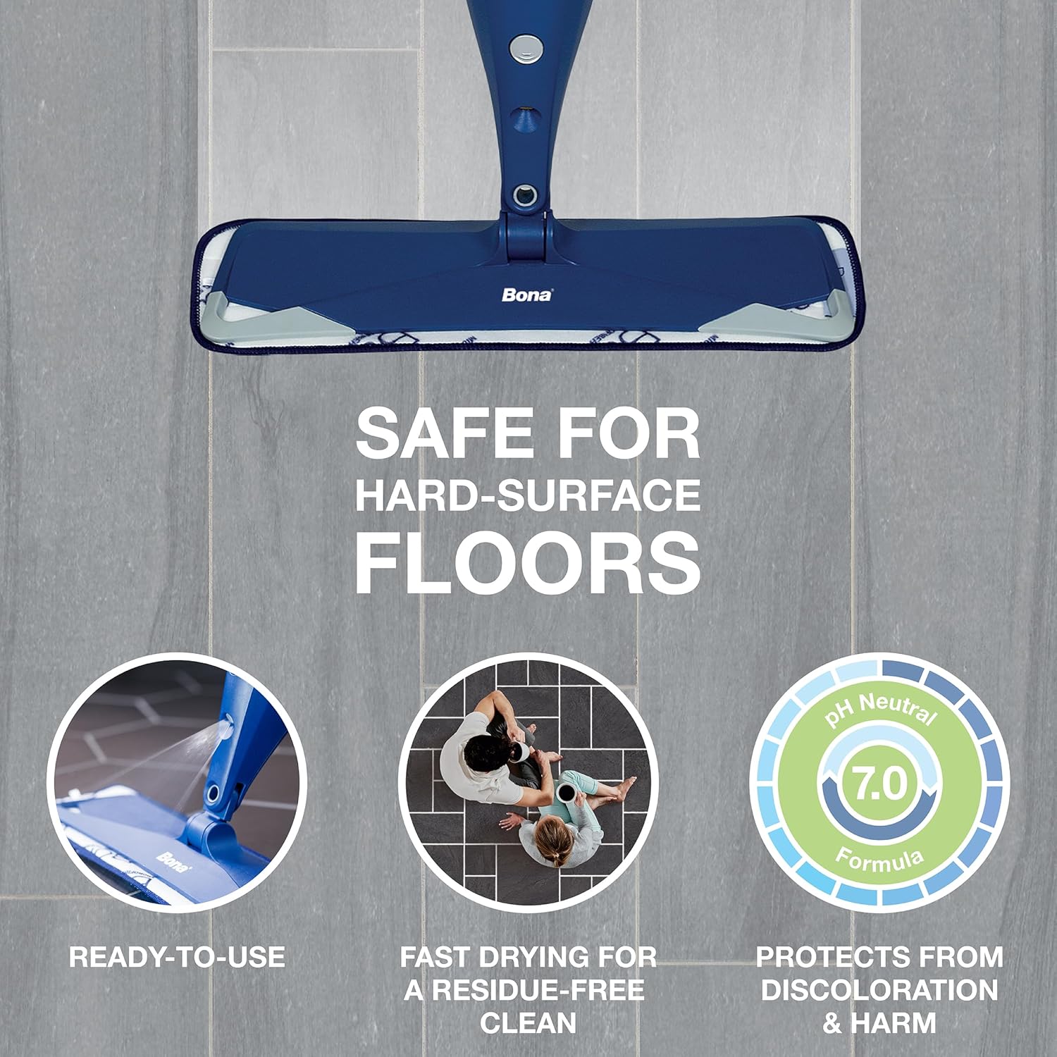 Bona Multi-Surface Floor Cleaner Refill - 128 fl oz - Unscented - Refill for Bona Spray Mops and Spray Bottles - Residue-Free Floor Cleaning Solution for Stone, Tile, Laminate, and Vinyl Floors