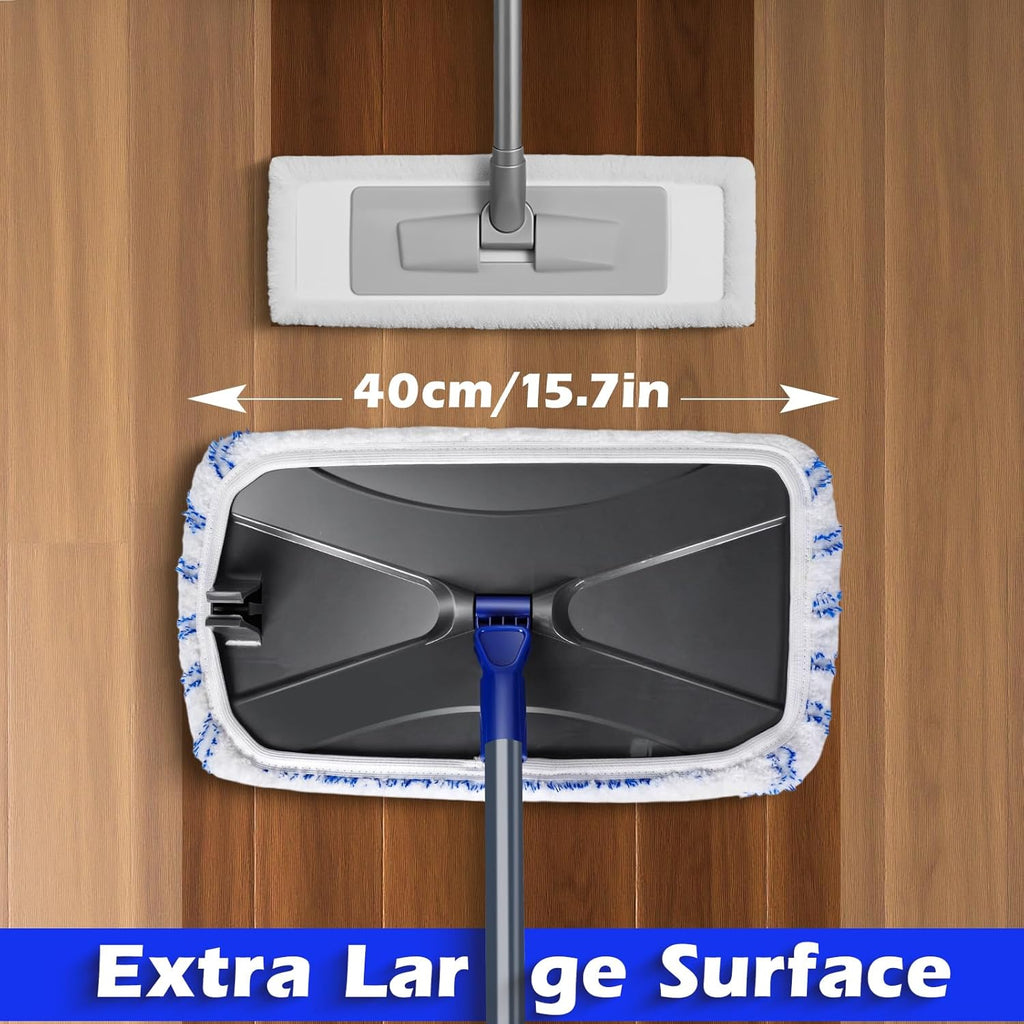 MASTERTOP Microfibre Flat Mop, Extended Wet Dry Large Floor Mop with 5 Reusable Pads & Telescopic Handle, Dust Mops for Laminate Wooden Hard Floor Vinyl Tile Floors Cleaning - Send 1 Cleaning Scraper