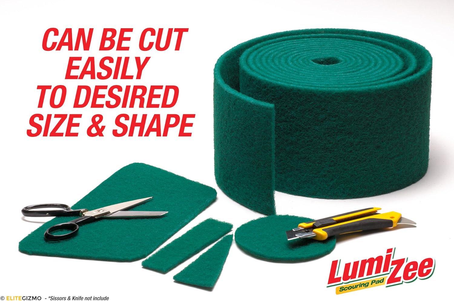 Green Scrubbing Pad Roll 19ft Economy Size Medium Duty Abrasive Scrub Sponge Scouring Pads 19ft x 6in x 0.3in (6m x 15cm x 8mm) Scrubby Tough Stains Cleaning Pans Dishes Stoves Bathroom Sinks Grills