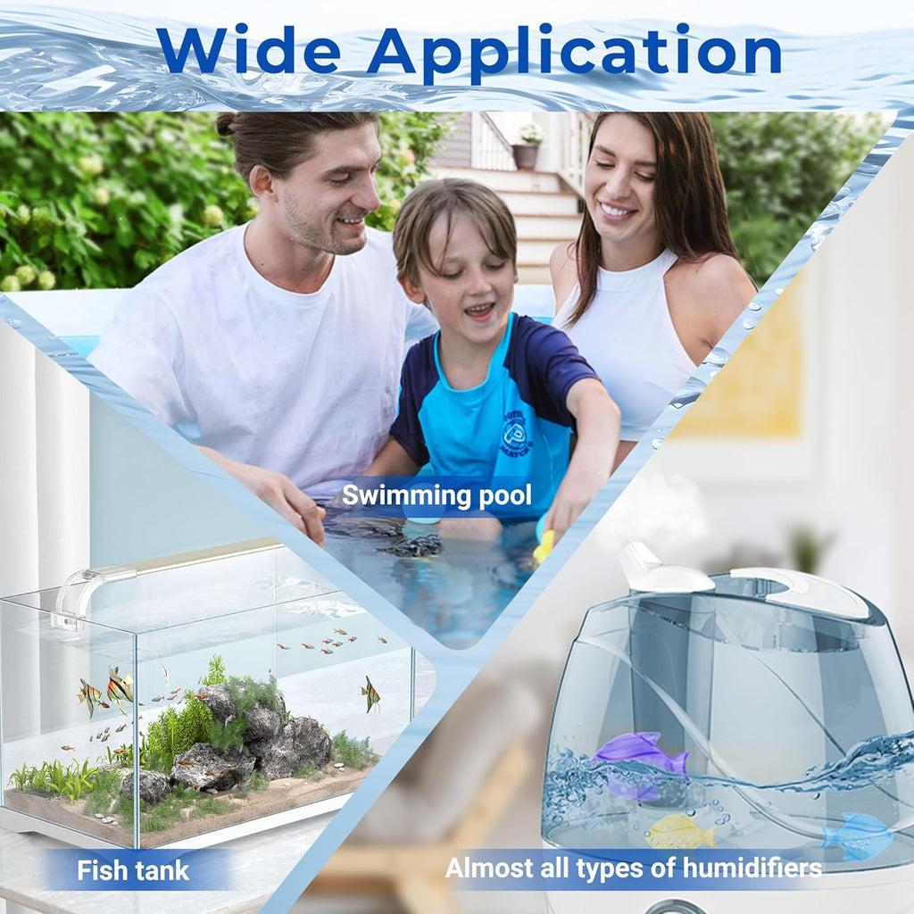 Funmit 12 Pack Universal Humidifier Cleaner Fish Compatible with Almost All Humidifiers and Fish Tanks, Equipped with Silver Ion Filter Balls, Prevents Hard Water Build-Up, Reduces Scale, Purple
