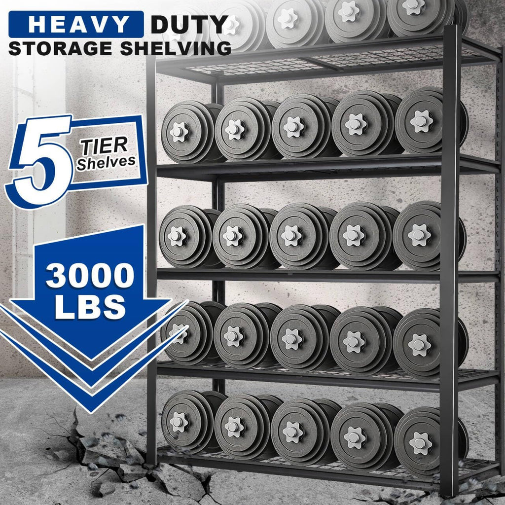 BILT HARD Garage Shelving 3000 LBS 36" W x 18" D x 72" H, Heavy Duty 5-Tier Metal Shelving Units with Adjustable Shelf, Steel Wire Utility Storage Shelves
