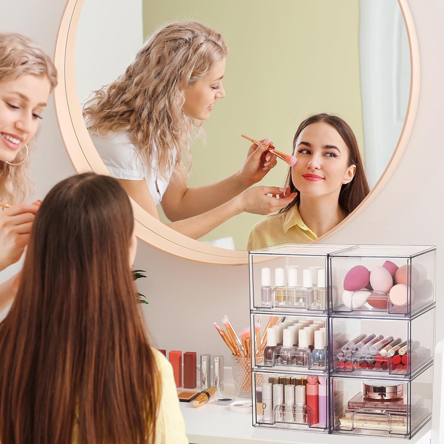 Vtopmart 10 Pack Clear Small Stackable Storage Drawers,Acrylic Bathroom Makeup Organizer,Plastic Storage Bins For Vanity, Undersink, Kitchen Cabinets, Pantry, Home Organization