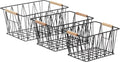 Amazon Basics Rectangular Wire Storage Baskets, Set of 3, Standard, Black