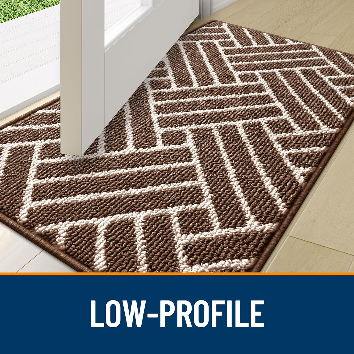 OLANLY Indoor Door Mat, 32x20 Inch, Dirt Resistant and Absorbent, Non-Slip Rubber Backing Floor Mats, Easy Clean Low-Profile Doormat for Entryway, Front Door, and Inside Entrance, Coffee