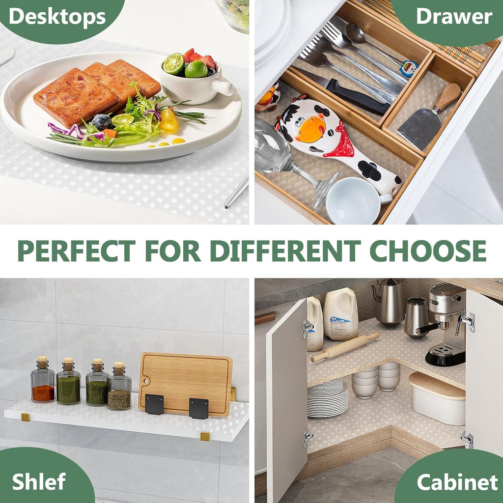Shelf Liners, Non-Adhesive Drawer Liner, Waterproof & Oil-Proof Kitchen Cabinet Cupboard Liner Plastic EVA Material BPA Free Fridge Liner Mats Paper Protector for Shelves (Clear/12in x 240in)