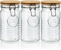 Glass Storage Containers with Airtight Lids - 40 Ounce Mason Jar Storage Containers for Cereal, Coffee & Rice - Pantry Organizing Canister Set of 3 for Kitchen