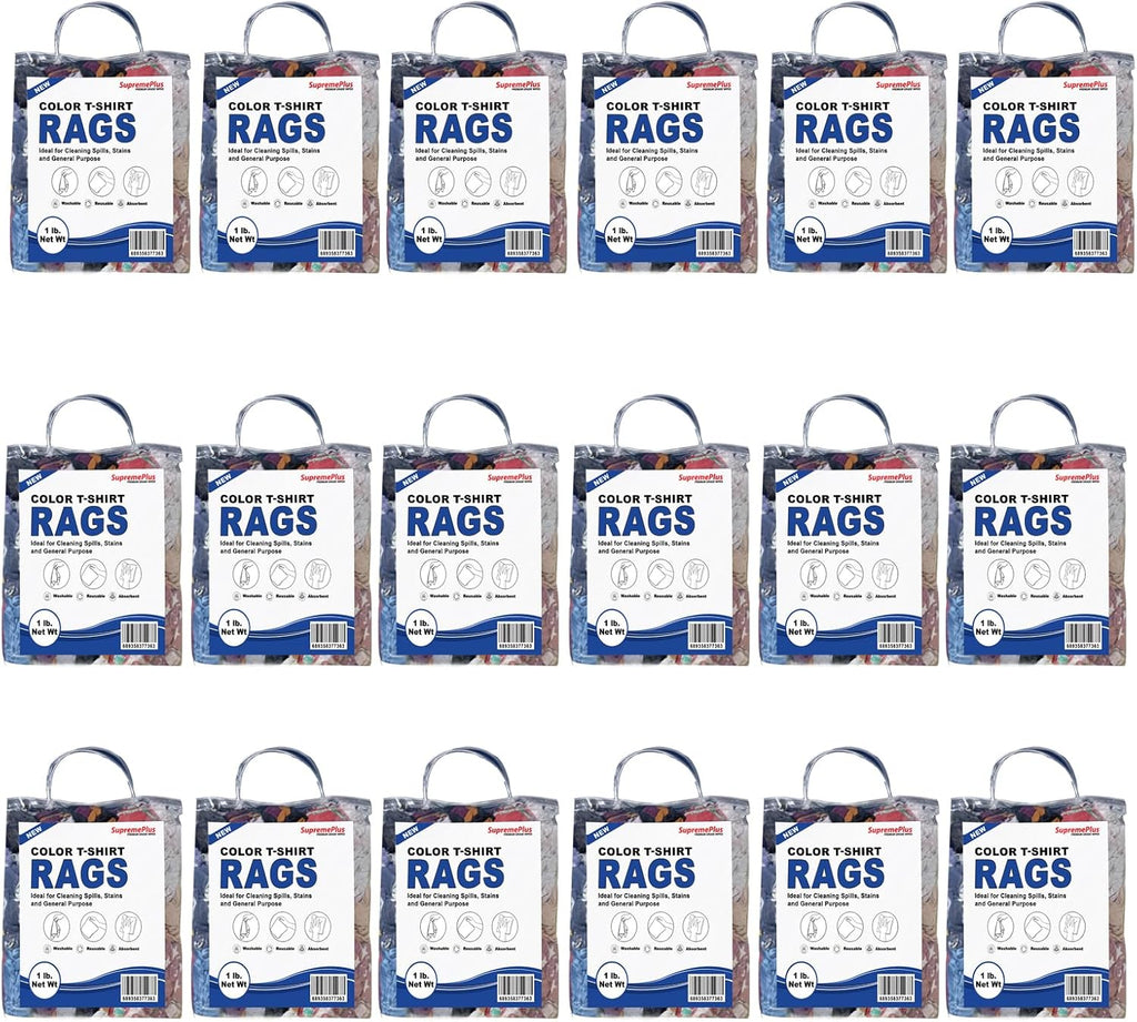 Premium Color Knit Cleaning Rags (1 lb. Bag - Pack of 24) – Shop Rags Bulk for Workshops, Mechanics, Painters, and Home Use, Multipurpose Cotton T-Shirt Rags
