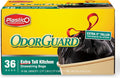 Plastico Extra Tall Kitchen Trash Bags - 18 Gallon, Black, 36 Garbage Bags, Extra Strong, Easy Drawstrings - Odor Guard Control, Unscented, 1.1 Mil Thick Plastic