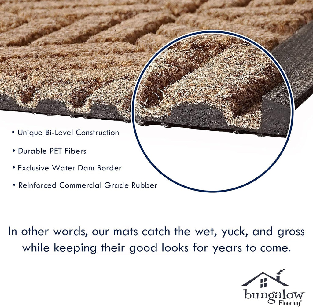 WaterHog Heavy Duty Doorway Mat, 2' x 3', Made in USA, Durable & Skid-Resistant Entryway Mat, Water-Trapping, Indoor/Outdoor Decorative Floor Covering, Cordova Collection, Dark Brown