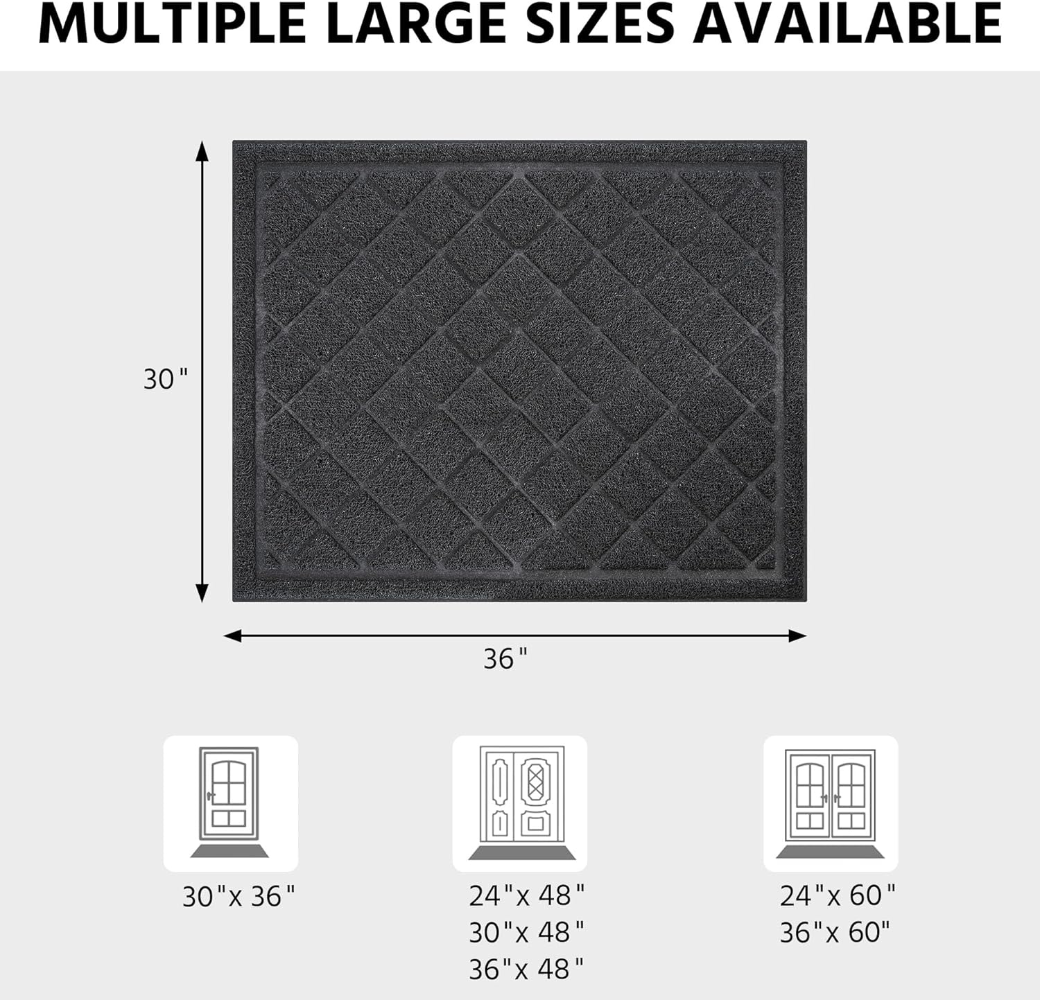 Front Door Mat Indoor Outdoor Entrance, 30" x 36" Heavy Duty All-Season All-Weather Waterproof Doormat Trap Dirt and Moisture Easy Clean Low Profile Patio Porch Entryway Mat