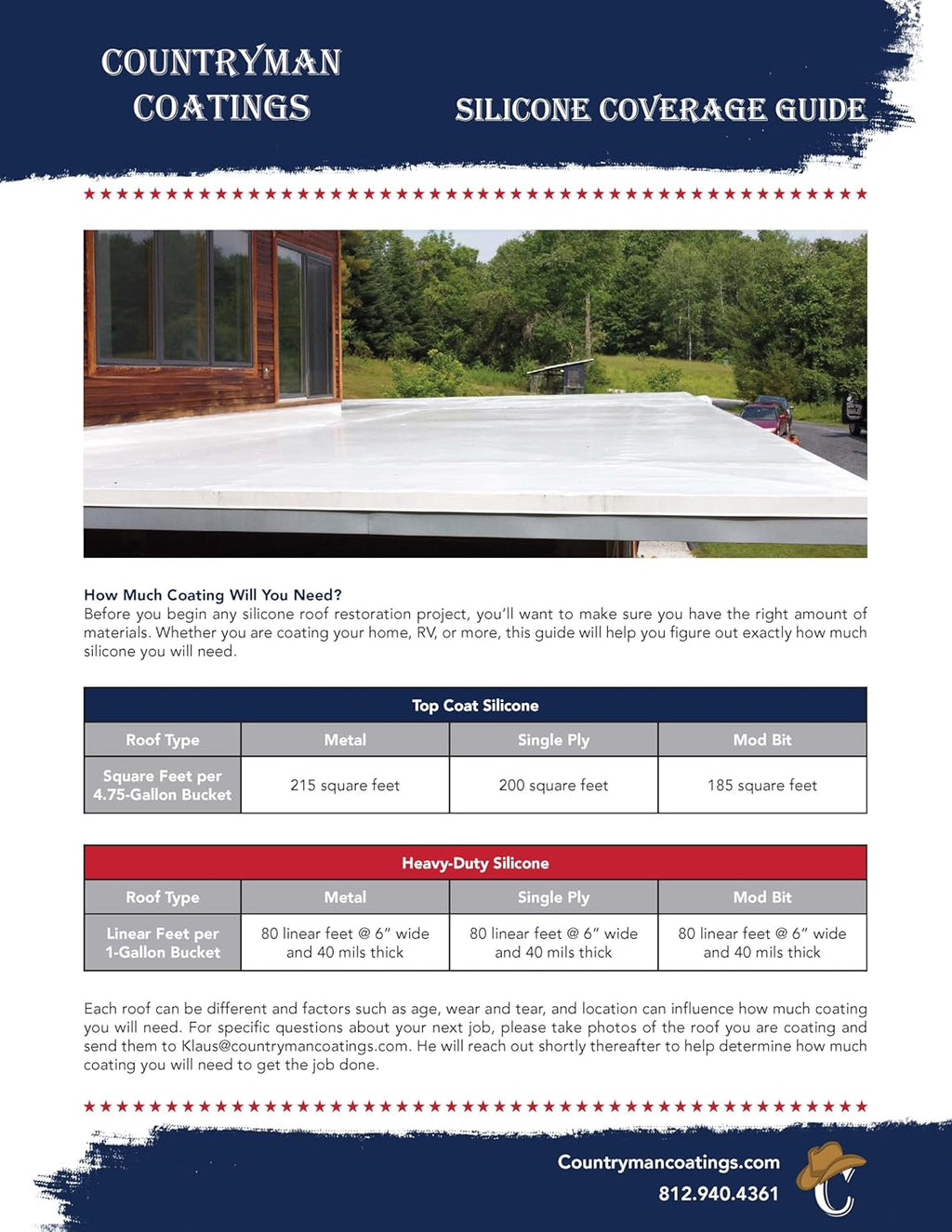 Countryman Coatings 100% Silicone Roof Coating - Restore Your Roof in a Day - Seal Leaks, Cracks, Seams, Penetrations - Adheres to All Surfaces (4.75 Gallon, Light Gray)