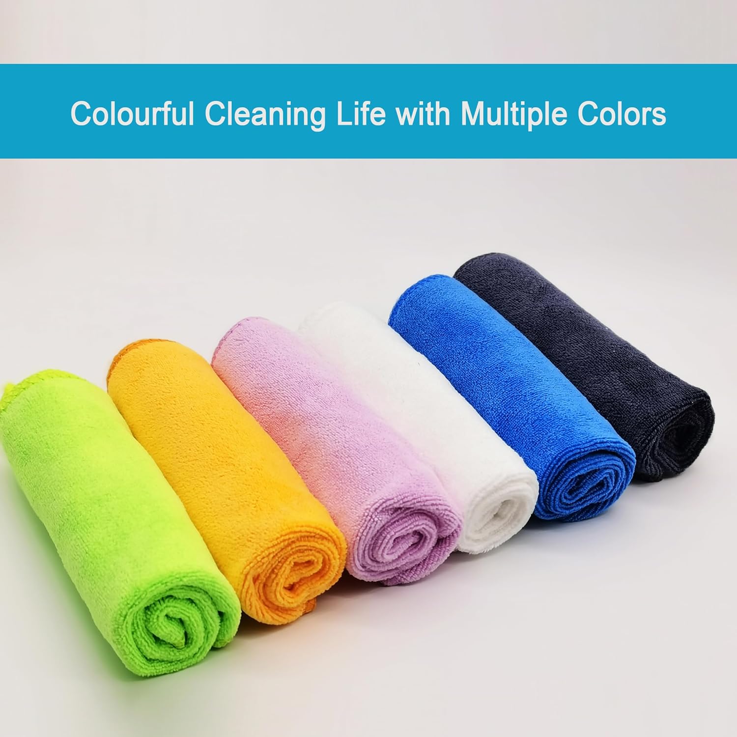 Microfiber Cloth 6Pack Cleaning Rags Absorbant Lint Free Cloth for House, Kitchen, Car, Glass, Stainless Steel, Window, Boat Cleaner-12''x 12''-Blue