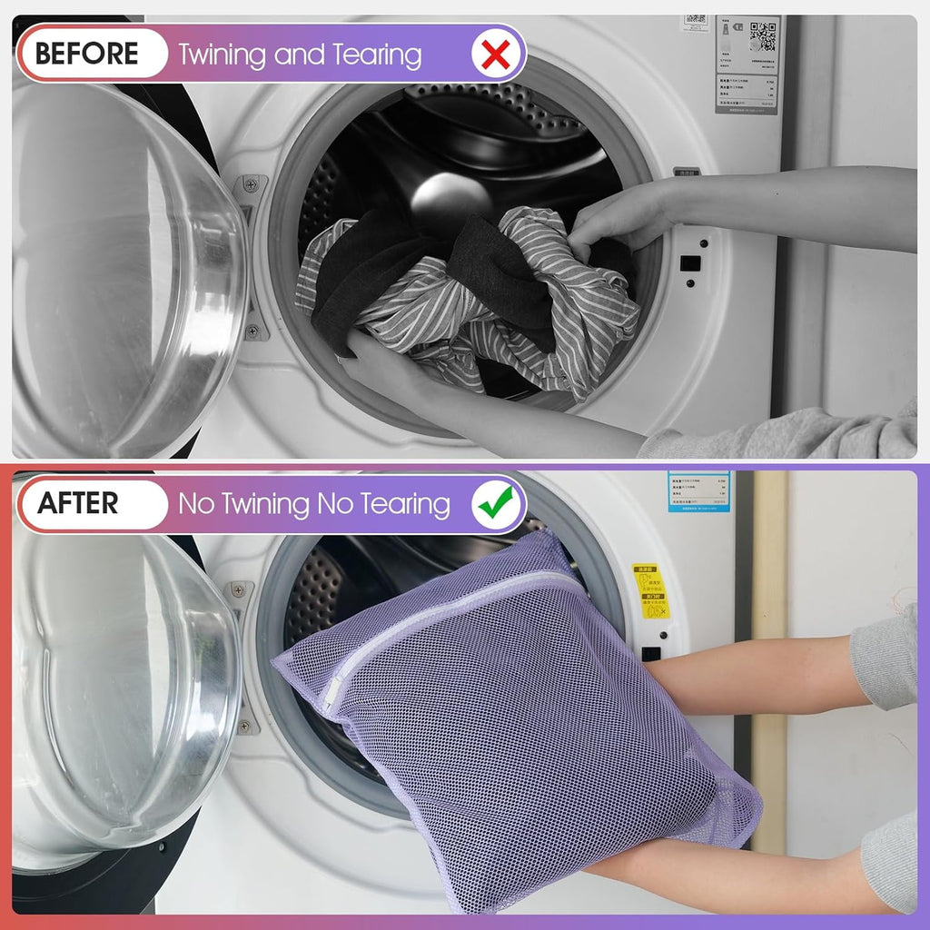 5Pcs Mesh Laundry Bags Sturdy for Delicates, Lingerie, Bras, Travel and Organize - 5 Color(14x20 Inch)