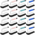 16 Pack Scrub Brush Heavy Duty Cleaning Brushes with Handle Stiff Bristles Scrub Brush Bulk for Shower Bathroom Carpet Kitchen Bathtub Scrubber, Grey, Blue, Green, Pink