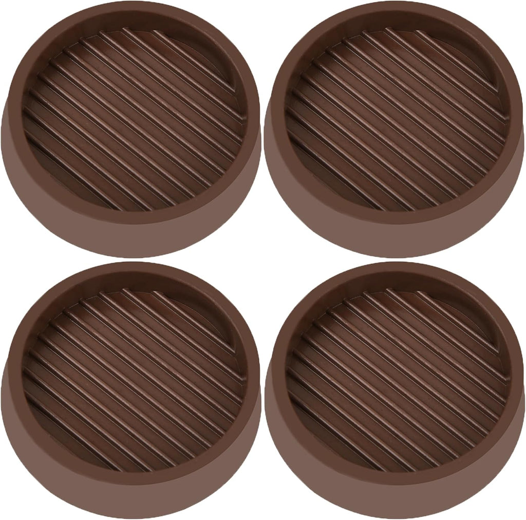 3X3 Round Rubber Caster Cups, Non Slip Furniture Pads, Anti-Slip Gripper, Anti Skid Furniture Feet, Anti Slide Floor Protector for Bed Couch Table Chair Stoppers - Brown, 4 Pack